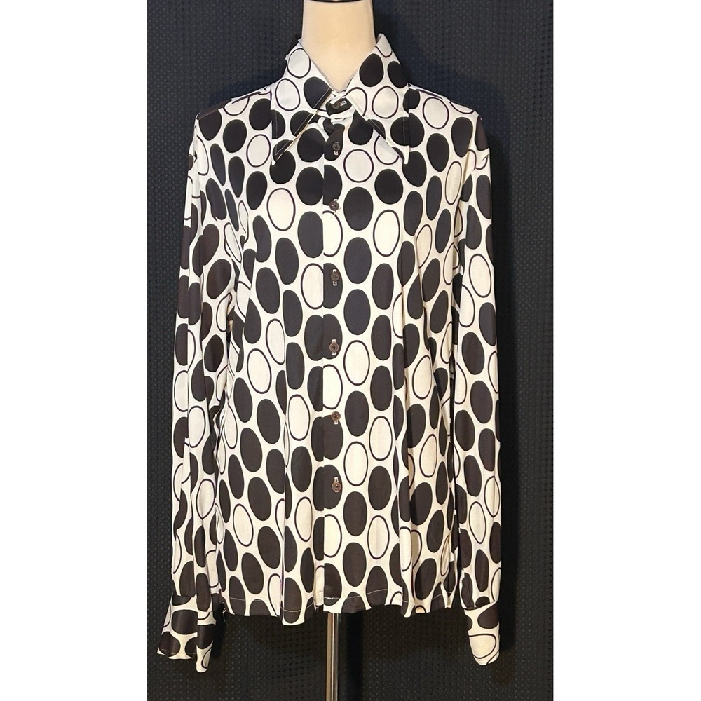 Vintage Mens Liberty House Black & White Geometric Dagger Collar Button Up Shirt